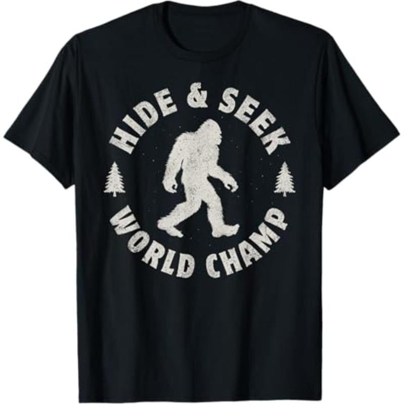 Casual T-shirt Bigfoot Hide And Seek World Champion Sasquatch Retro Vintage T-Shirt Graphic Graphic Tees style 02 Hoodie,...