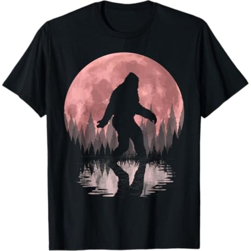 Casual T-shirt Bigfoot Moon Graphic Night Forest! Cool Sasquatch Men women T-Shirt Tees Top style 02 Hoodie, Sweatshirt