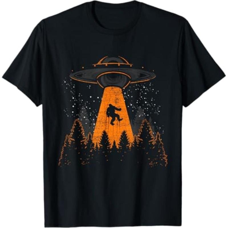 Casual T-shirt Bigfoot Sasquatch UFO Alien Abduction Yeti Cryptid Bigfoot T-Shirt Graphic Graphic Tees style 02 Hoodie,...