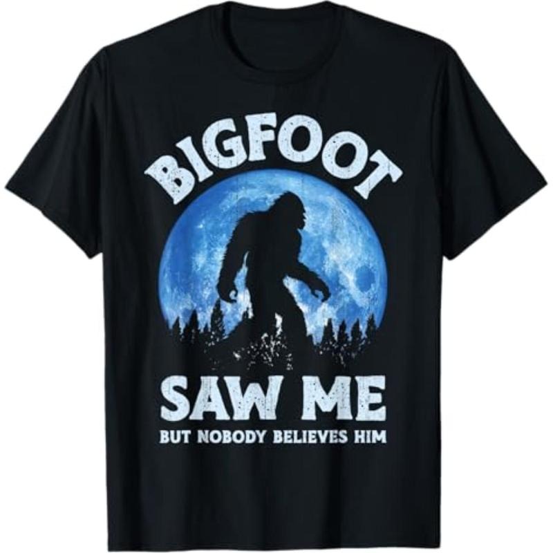Casual T-shirt Bigfoot Saw Me But Nobody Believes Him Funny Sasquatch Retro T-Shirt Graphic Graphic Tees style 02 Hoodie,...
