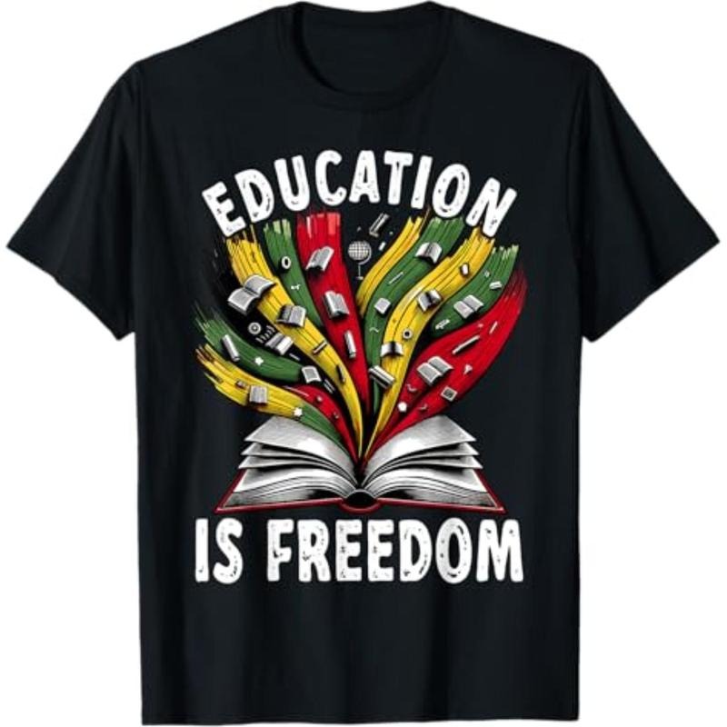 Casual T-shirt Black History Education Is Freedom Books Black History T-Shirt Graphic Graphic Tees Hoodie, Sweatshirt