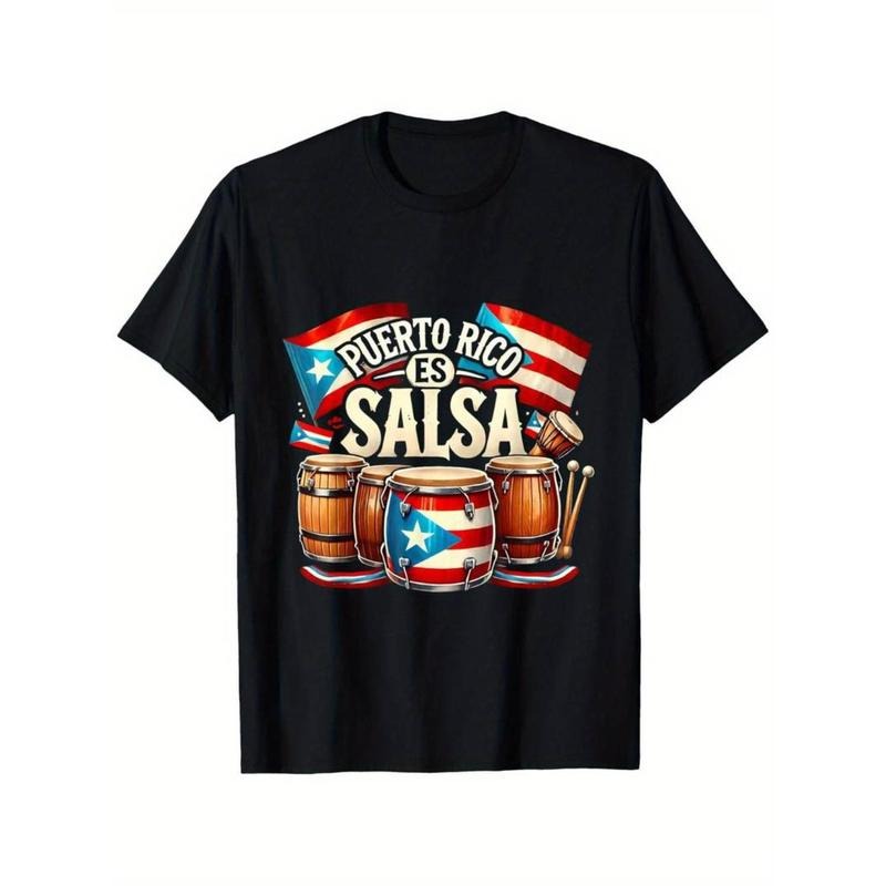 Casual T-shirt Boricua Puerto Rican Pride Puerto Rico es Salsa Music Lover T-Shirt Menswear Top Hoodie, Sweatshirt