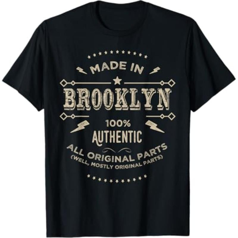 Casual T-shirt Brooklyn T-Shirt Unisex Adults Classic Fit Long Sleeve Black Cotton Polyester T-Shirt Top Womenswear...