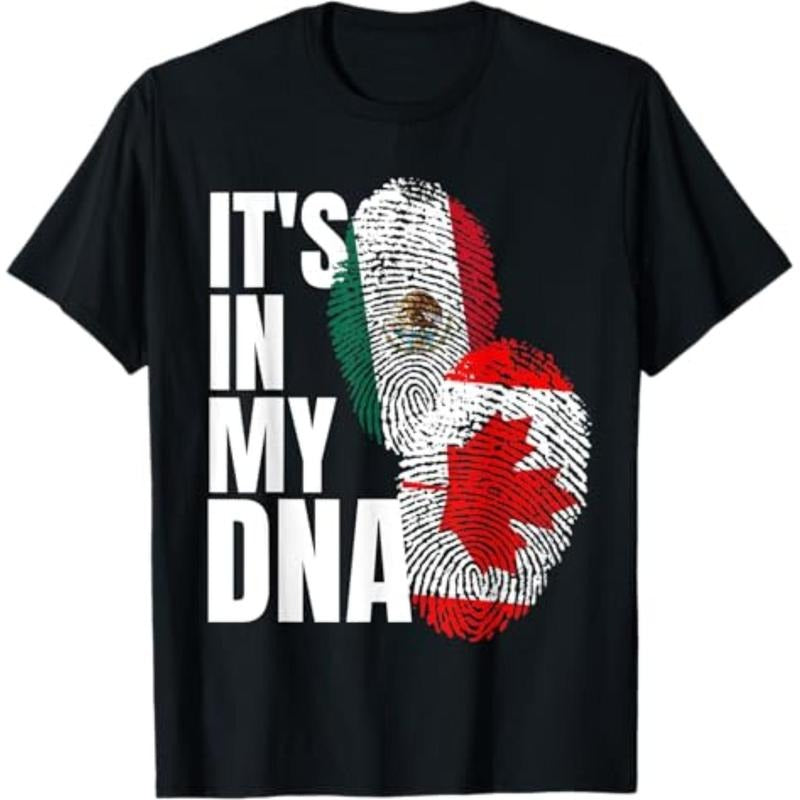 Casual T-shirt Canadian And Mexican DNA Flag Heritage T-Shirt Graphic Graphic Tees Hoodie, Sweatshirt | UrbanDripWear.com