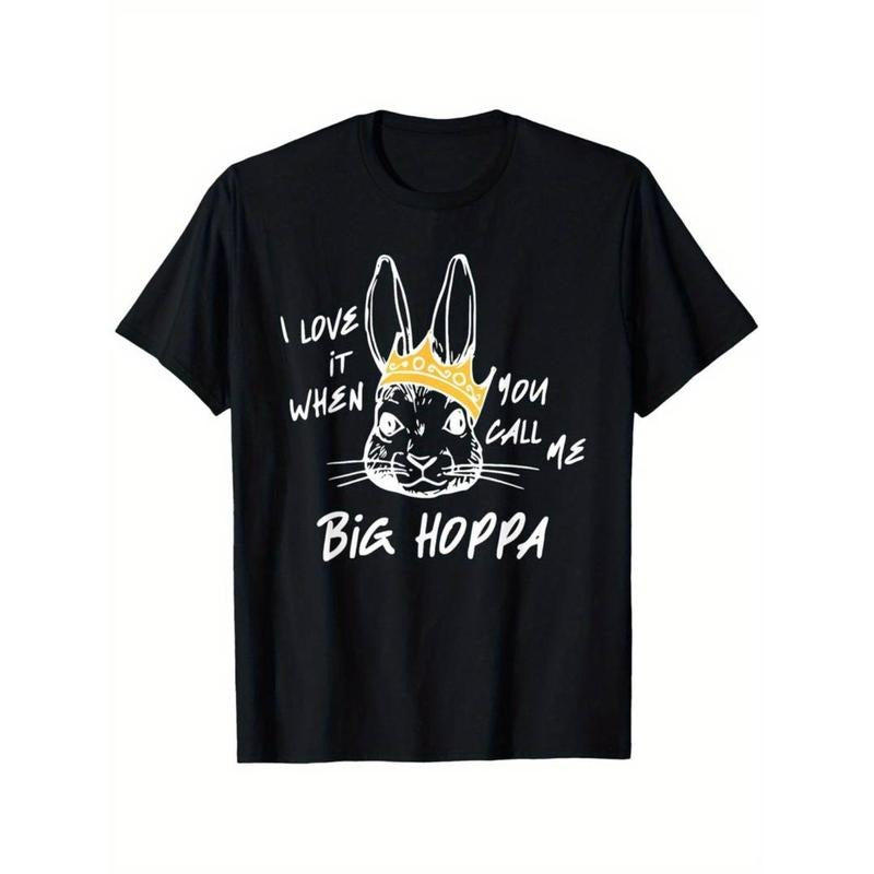 Casual T-shirt Cute I Love It When You Call Me Big Hoppa Funny Bunny Easter T-Shirt Graphic Graphic Tees Hoodie, Sweatshirt