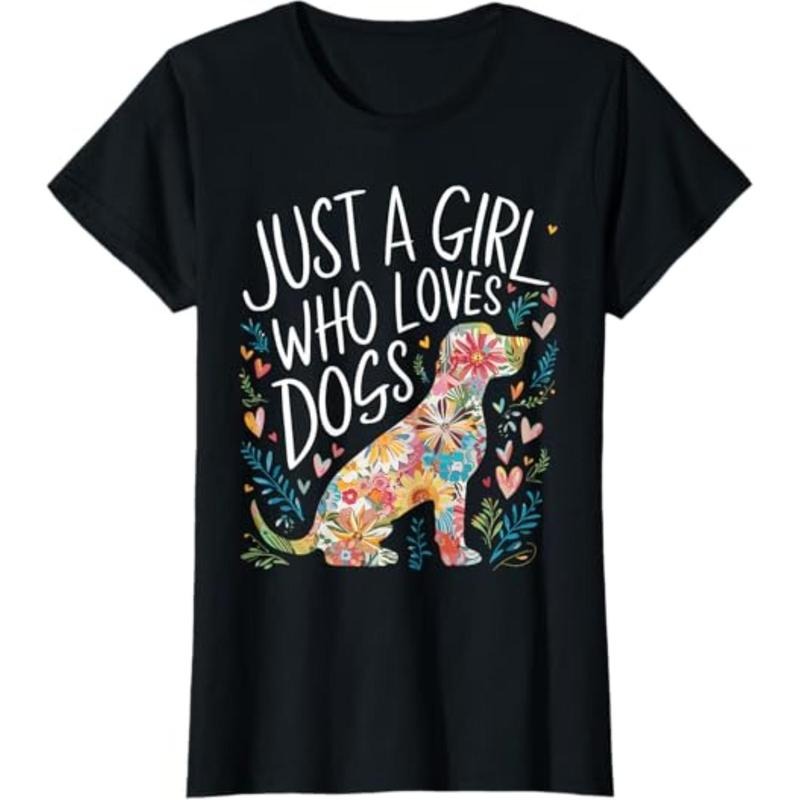 Casual T-shirt Dog Cute Just A Girl Who Loves Dogs T-Shirt Graphic Menswear Hoodie, Sweatshirt | UrbanDripWear.com