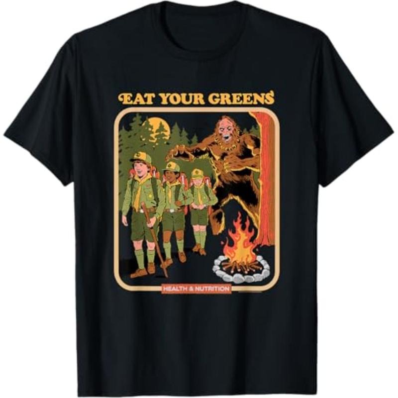 Casual T-shirt Eat Your Greens Bigfoot Retro Dark Humor T-Shirt Graphic Graphic Tees Hoodie, Sweatshirt | UrbanDripWear.com