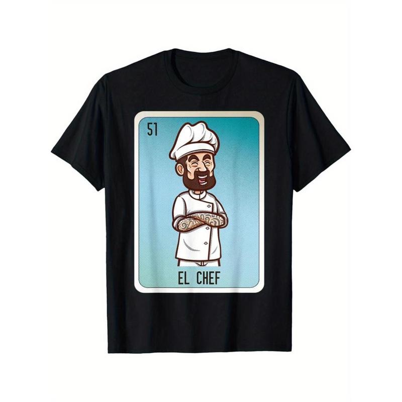 Casual T-shirt El Chef Mexican Slang Chicano Bingo Cards T-Shirt Selected pure cotton fun design DIY pure cotton Comfy...