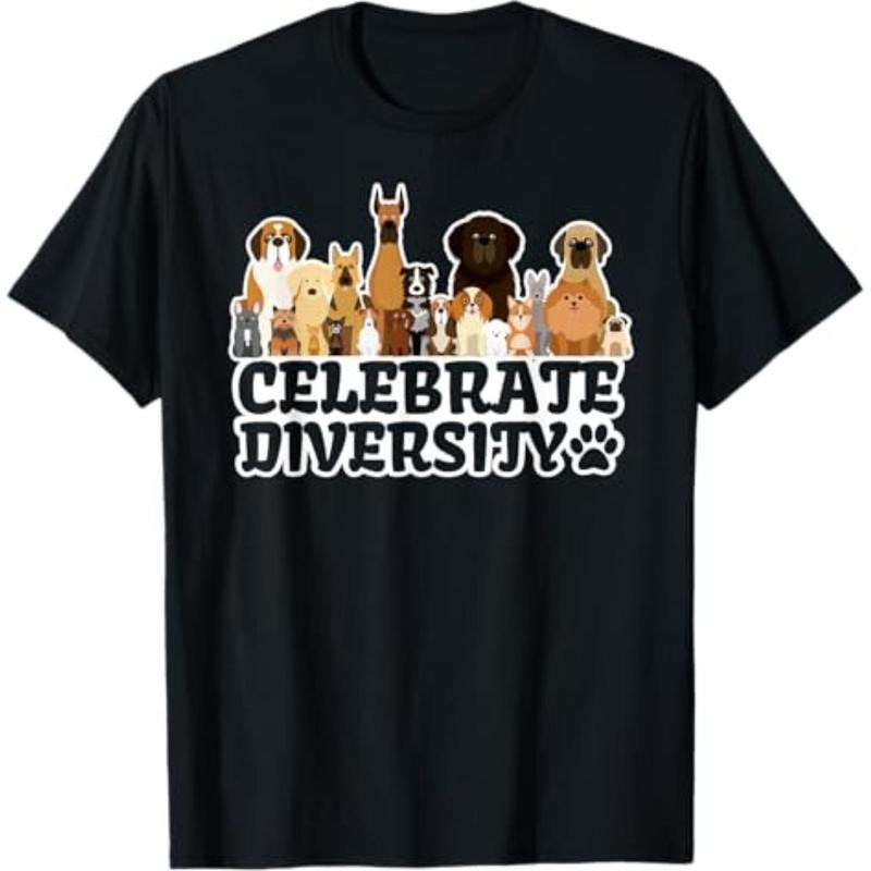 Casual T-shirt Funny Dog Lover | 'Celebrate Diversity' | Cute Dog T-Shirt Graphic Menswear Hoodie, Sweatshirt