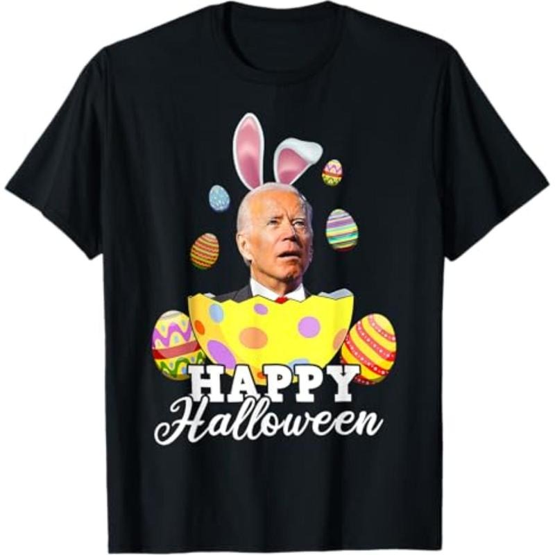 Casual T-shirt Funny Joe Biden Happy Halloween Confused Easter Biden Bunny T-Shirt Comfy Menswear Hoodie, Sweatshirt