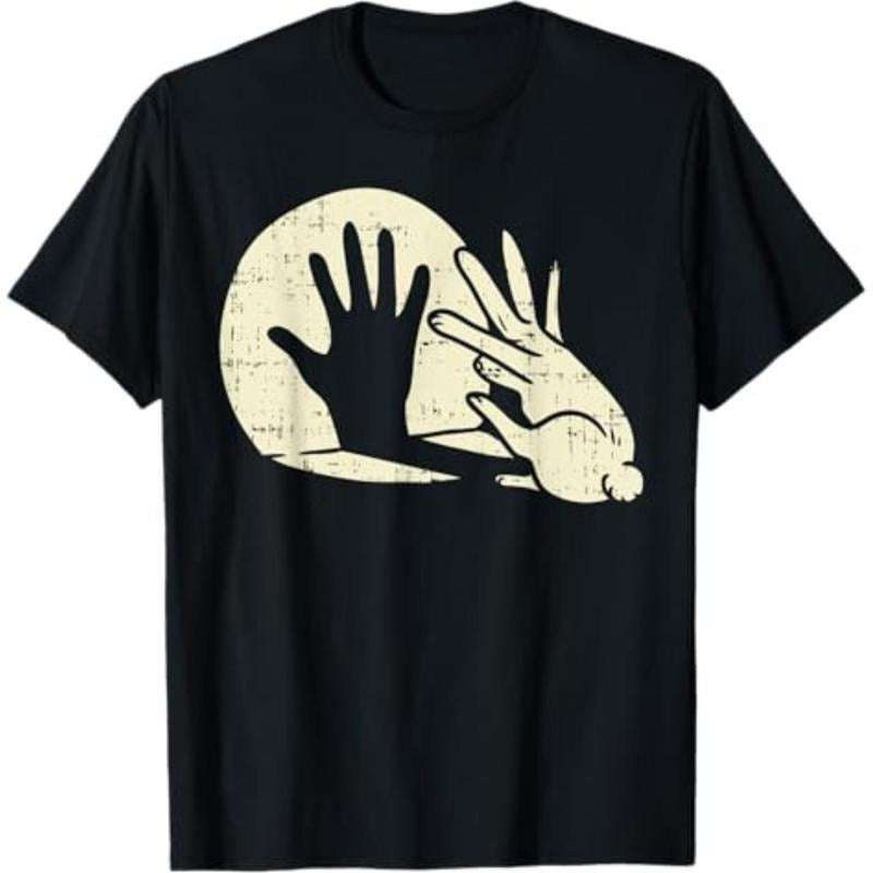 Casual T-shirt Funny Rabbit Shirt Animal Bunny Lover Shadow Play Pun Gift T-Shirt Menswear Top Graphic Graphic Tees...