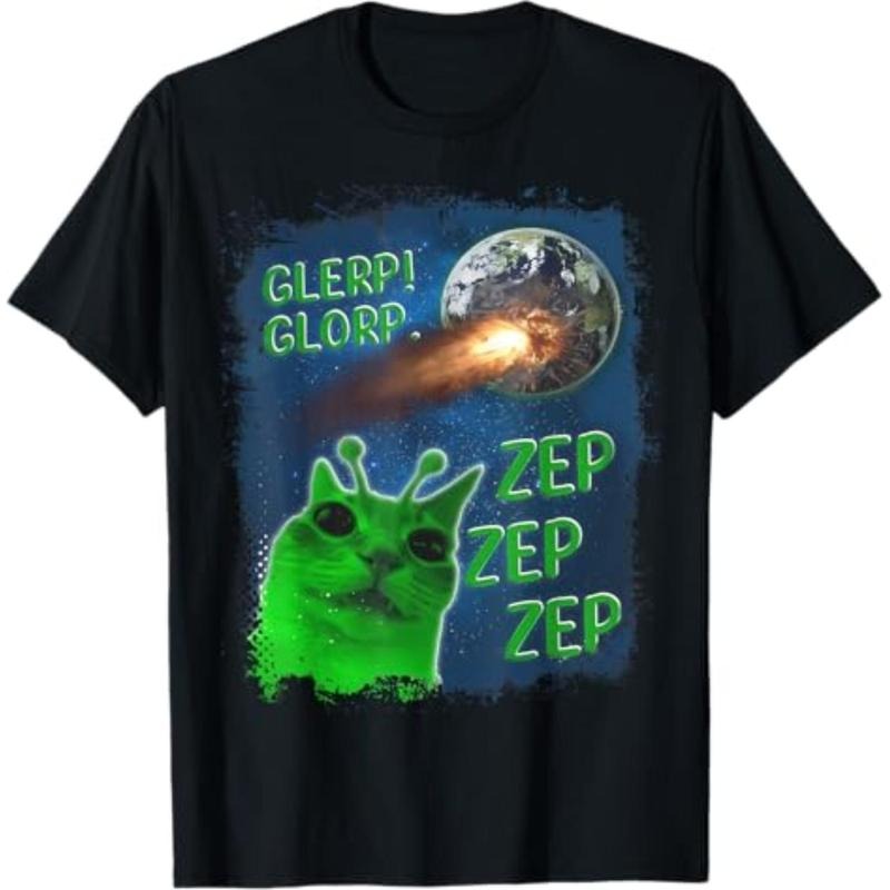 Casual T-shirt Glerp Glorp Funny Alien Cat T-Shirt Menswear Top Hoodie, Sweatshirt | UrbanDripWear.com