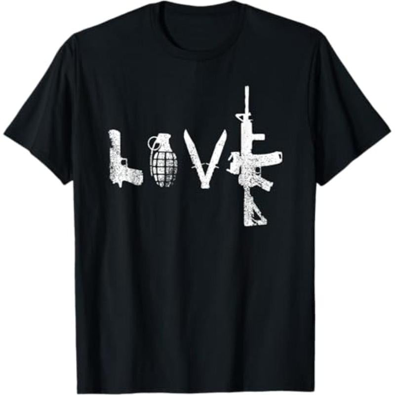 Casual T-shirt Gun Love Shirt AR15 Handgun Grenade Tee T-Shirt Menswear Top Hoodie, Sweatshirt | UrbanDripWear.com