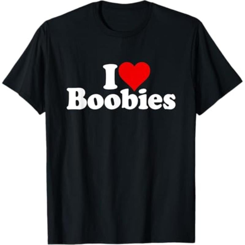 Casual T-shirt I LOVE HEART BOOBIES T-Shirt Graphic Graphic Tees Hoodie, Sweatshirt | UrbanDripWear.com