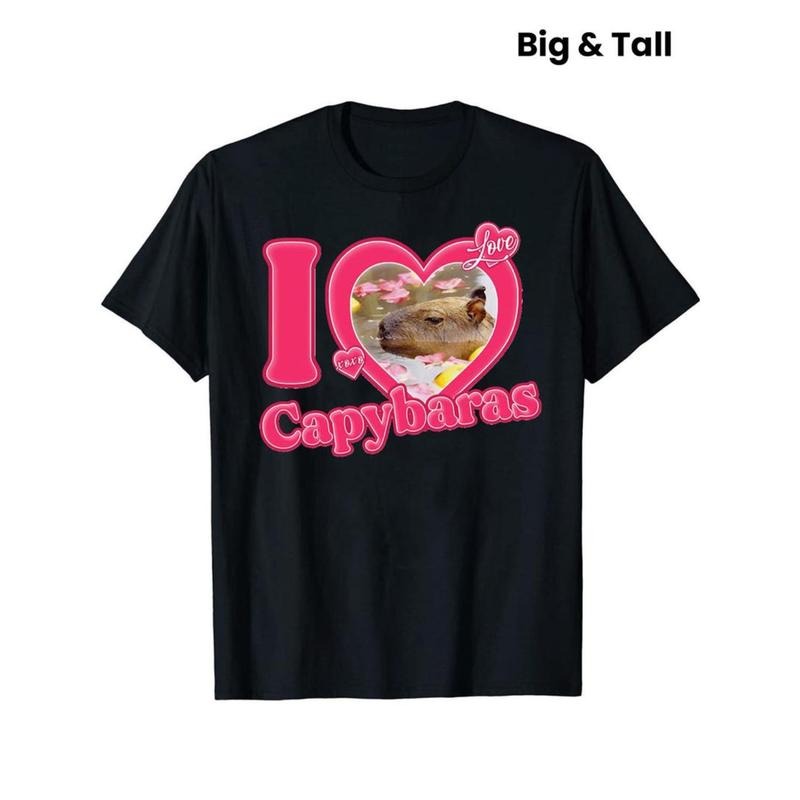Casual T-shirt I Love Capybaras" Men's Casual Short Sleeve Crew Neck T-Shirt Men's Tee Outfits Summer Clothing Graphic...