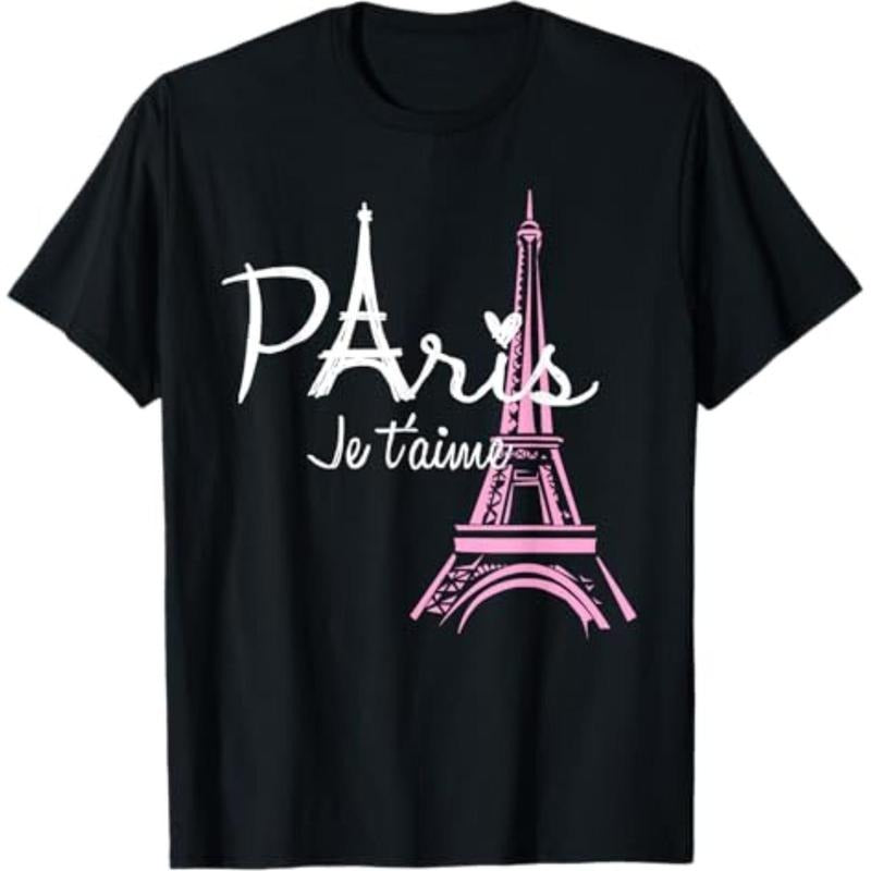 Casual T-shirt I Love Paris Eiffel Tower France French Souvenir T-Shirt Graphic Graphic Tees Hoodie, Sweatshirt