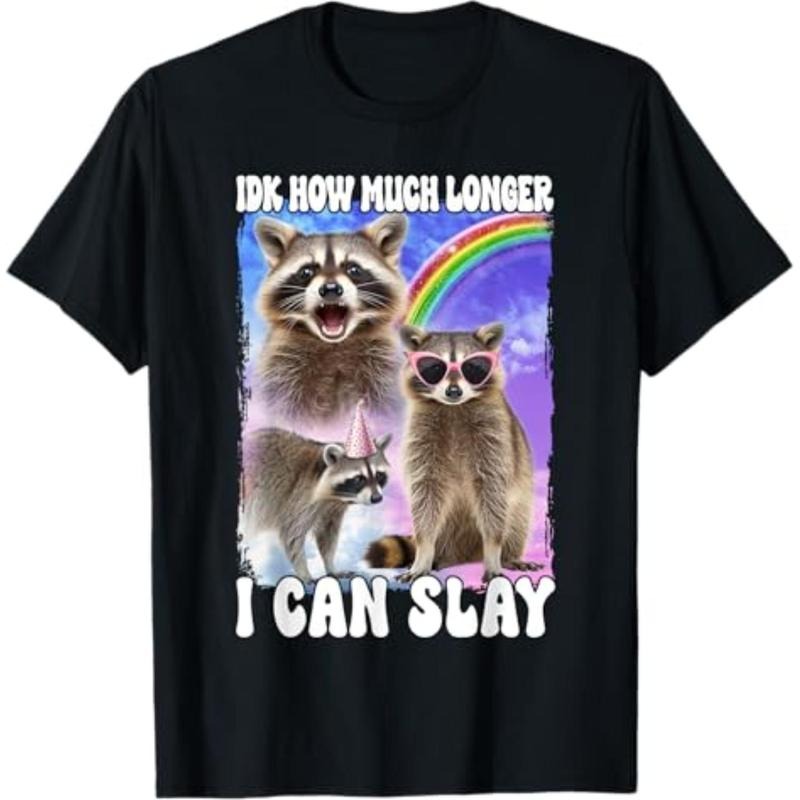 Casual T-shirt Idk How Much Longer I Can Slay Meme Raccoon Funny T-Shirt Comfy Menswear Hoodie, Sweatshirt