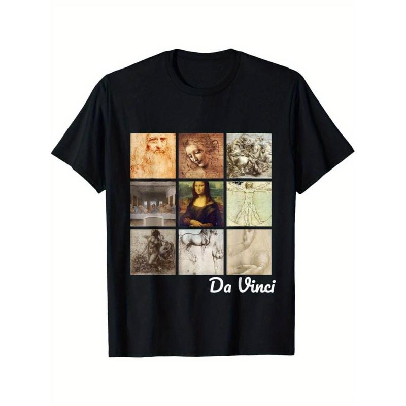 Casual T-shirt Leonardo da Vinci Art - Mona Lisa, Vitruvian Man, Portrait T-Shirt Menswear Top Hoodie, Sweatshirt