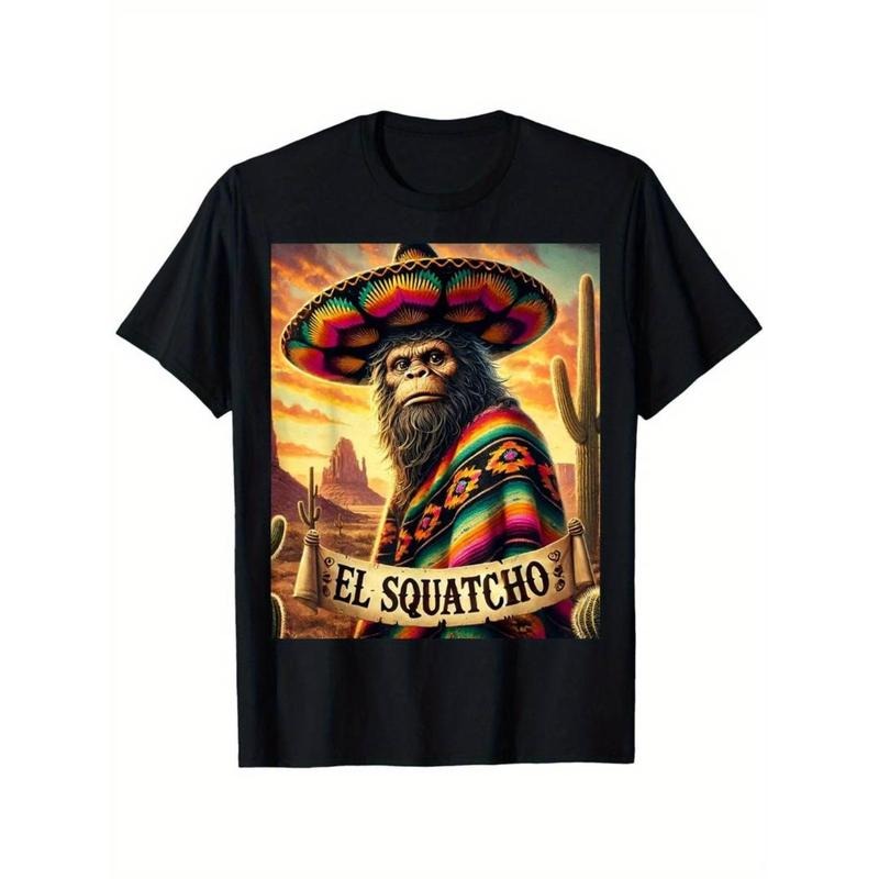 Casual T-shirt Men'S "El Squatcho" Graphic Tee