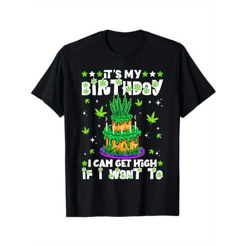 Casual T-shirt Men'S Humorous Cannabis Leaf Graphic T-Shirt, 100% Cotton Tees Streetwear Hoodie, Sweatshirt