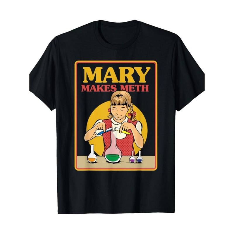 Casual T-shirt Men's "Mary Makes Meth" Graphic T-Shirt - Casual Crew Neck, Slight Stretch, All-Season Comfort, Funny...