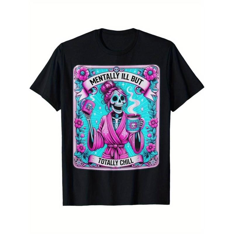 Casual T-shirt Mentally Ill But Totally Chill" Men's Cotton T-Shirt
