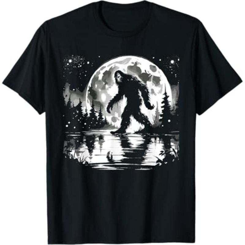 Casual T-shirt Moon Bigfoot Sasquatch Men Women Kids Cool Bigfoot T-Shirt Graphic Graphic Tees style 02 Hoodie, Sweatshirt
