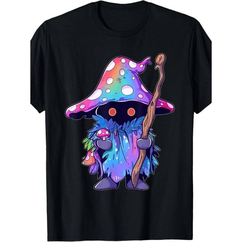 Casual T-shirt Mystical Mushroom Wizard Graphic Tee - 100% Cotton Menswear Top Hoodie, Sweatshirt | UrbanDripWear.com