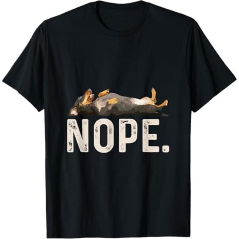 Casual T-shirt Nope Lazy Dachshund T-Shirt Menswear Top Hoodie, Sweatshirt | UrbanDripWear.com