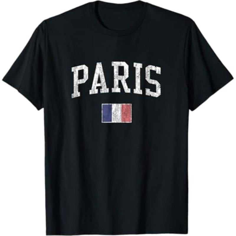 Casual T-shirt Paris France T-Shirt Vintage Sports Design French Flag Tee T-Shirt Graphic Man Hoodie, Sweatshirt