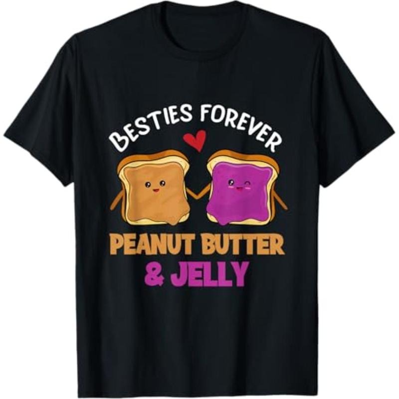 Casual T-shirt Peanut Butter & Jelly Besties Forever Best Friend Girlfriend T-Shirt Graphic Graphic Tees Hoodie, Sweatshirt
