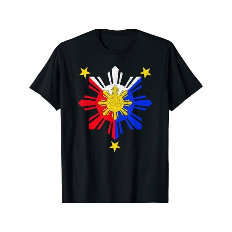 Casual T-shirt Philippine Flag-Inspired Cotton Tee - Comfortable & Stylish, Perfect for Casual Wear & Outdoor Activities,...