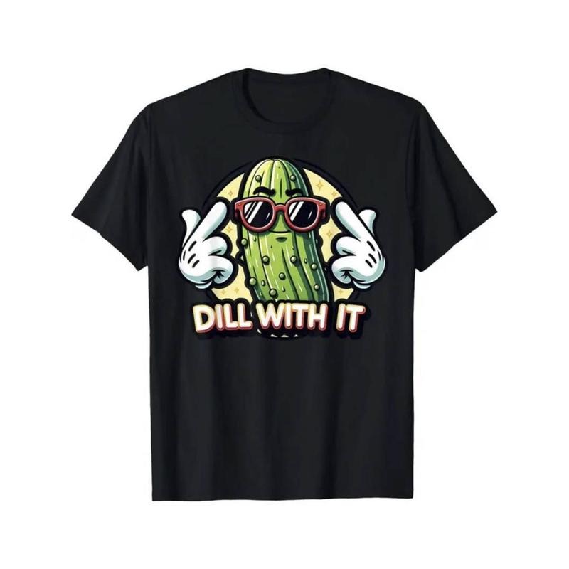 Casual T-shirt Pickled Cucumber Printed T-Shirt, 1pc, 100% Cotton, Seasonal Casual Men'S T-Shirt Graphic Graphic Tees...