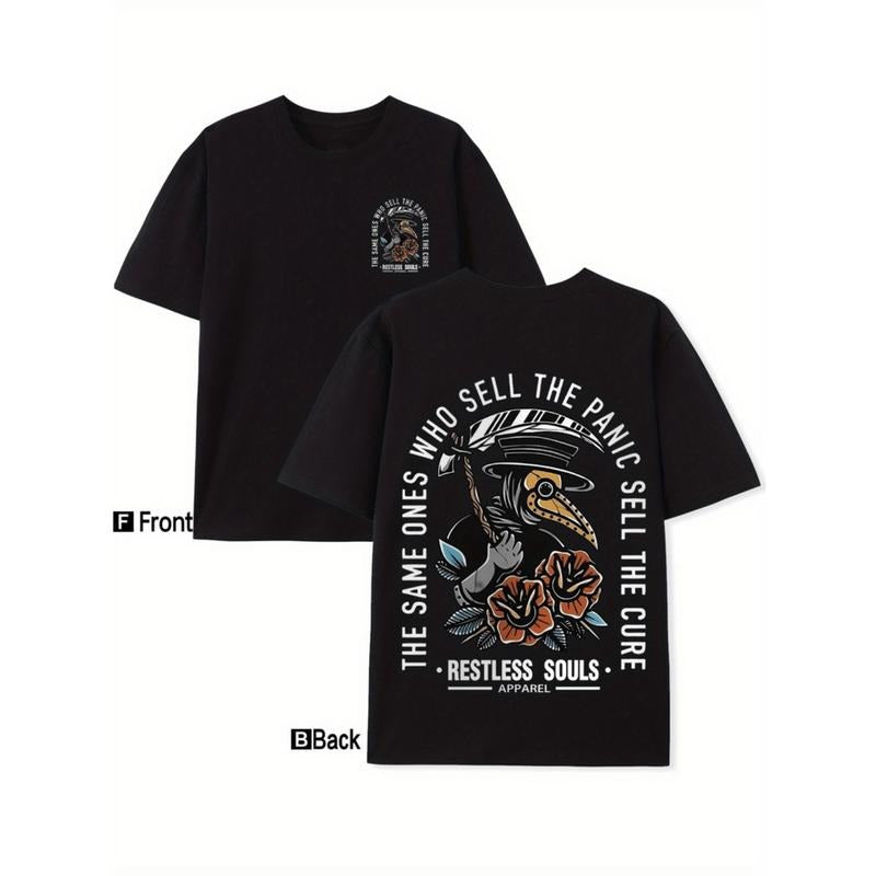 Casual T-shirt RESTLESS SOULS Men'S Casual T-Shirt, Double Sided Printing Menswear Top Hoodie, Sweatshirt | UrbanDripWear.com