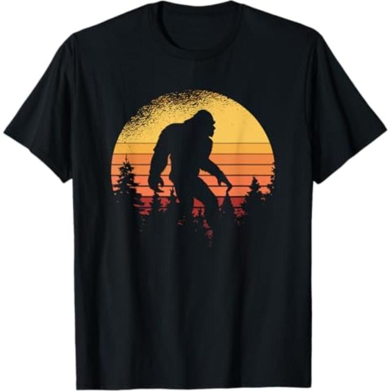 Casual T-shirt Retro Bigfoot Believer Silhouette Sasquatch Hide And Seek T-Shirt Graphic Graphic Tees style 02 Hoodie,...