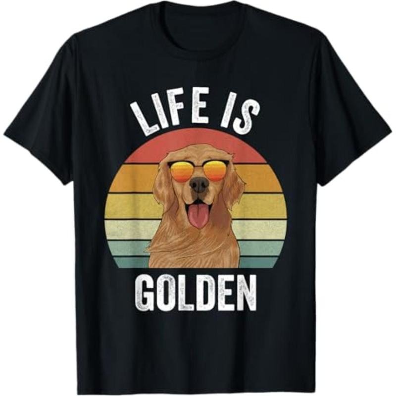 Casual T-shirt Retro Golden Retriever Funny Dog T-Shirt Menswear Top Hoodie, Sweatshirt | UrbanDripWear.com