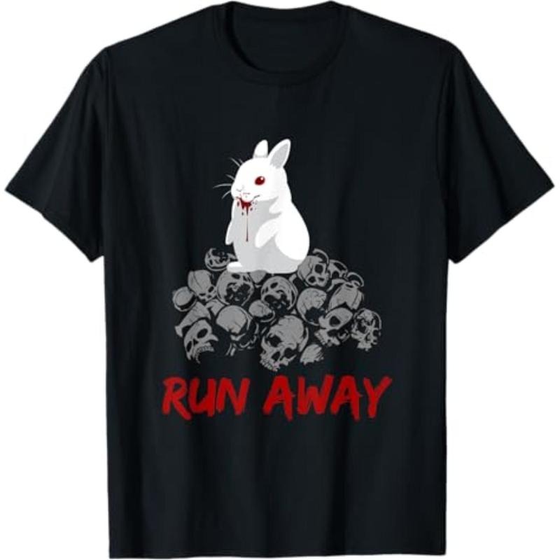 Casual T-shirt Run Away Tee Bunny Funny Grail T-Shirt Comfy Graphic Hoodie, Sweatshirt | UrbanDripWear.com