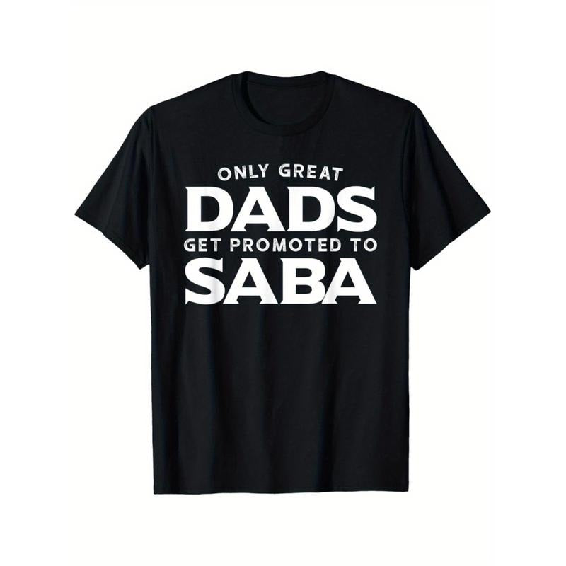 Casual T-shirt Saba Men's "Only Great Dads Get Promoted to Saba" Vintage Streetwear T-Shirt - 100% Cotton 180gsm,...