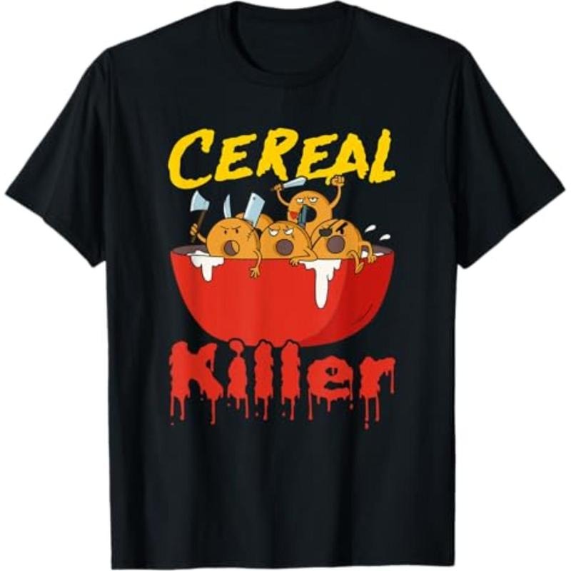 Casual T-shirt Serial Killer Parody Cereal Killer T-Shirt Comfy Menswear Hoodie, Sweatshirt | UrbanDripWear.com