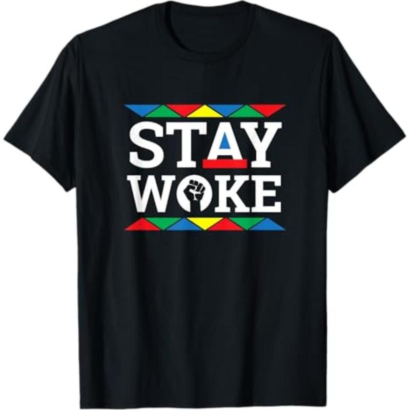 Casual T-shirt Stay Woke T Shirt - Extremely Woke Tee Shirt (Woke AF) T-Shirt Graphic Menswear Top Streetwear Crewneck...