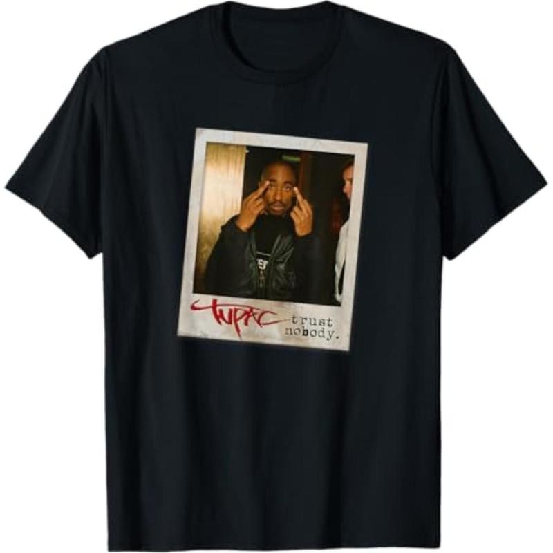Casual T-shirt TUPAC SHAKUR Trust Nobody Photo T-Shirt, Unisex-Adult, Black, Small, Short Sleeve, Cotton 50% Polyester...