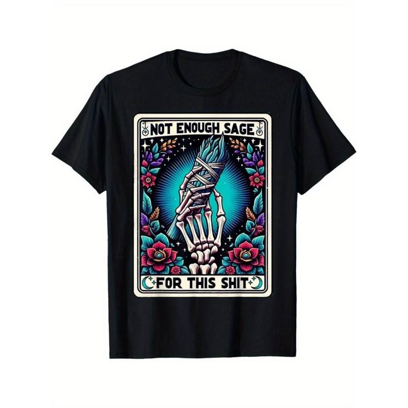 Casual T-shirt Tarot cards Trendy Cotton Tops Short Sleeve, Street Style Short Sleeve Tee Comfy Menswear Hoodie, Sweatshirt