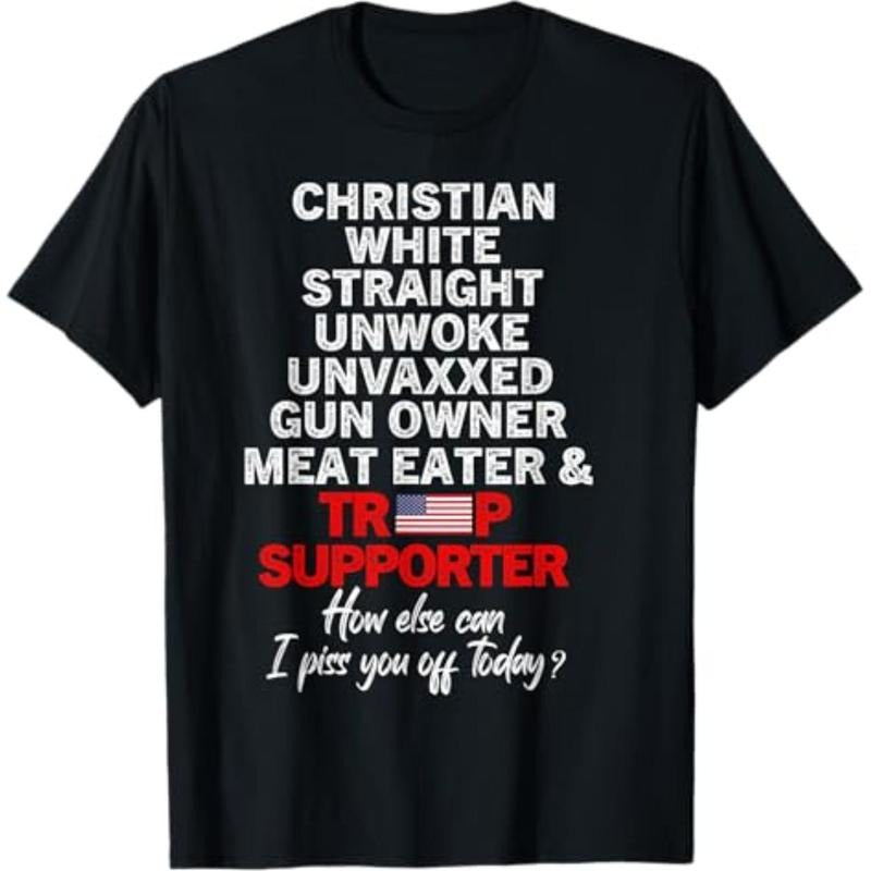 Casual T-shirt Trump Supporter Christian White Straight Unwoke Unvaxxed T-Shirt Graphic Graphic Tees Hoodie, Sweatshirt