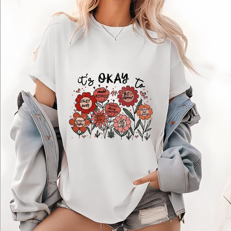 Casual Women's T - Shirt Featuring a Self