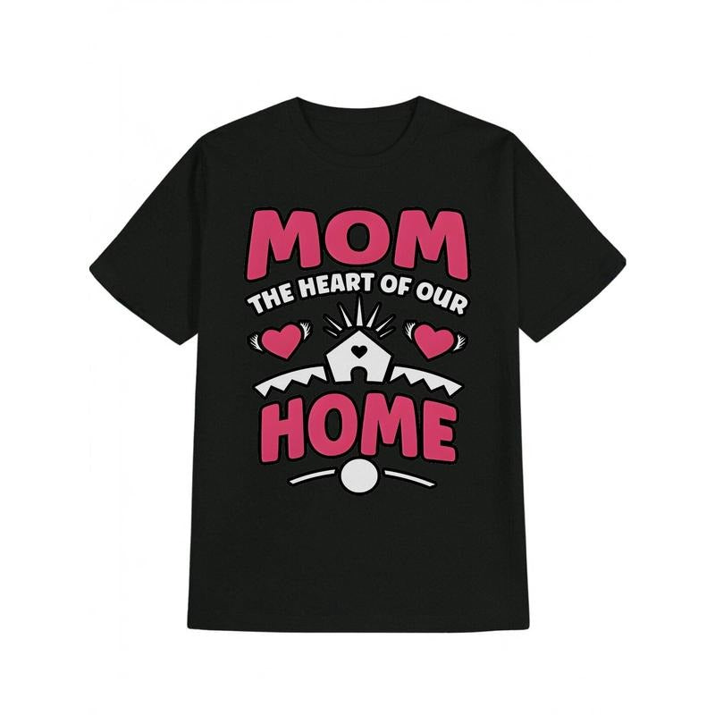 Casual all-match round neck T-shirt, MOMTHE HEART OF OUR HOME printed pattern men's top, Mother's Day gift Hoodie, Sweatshirt