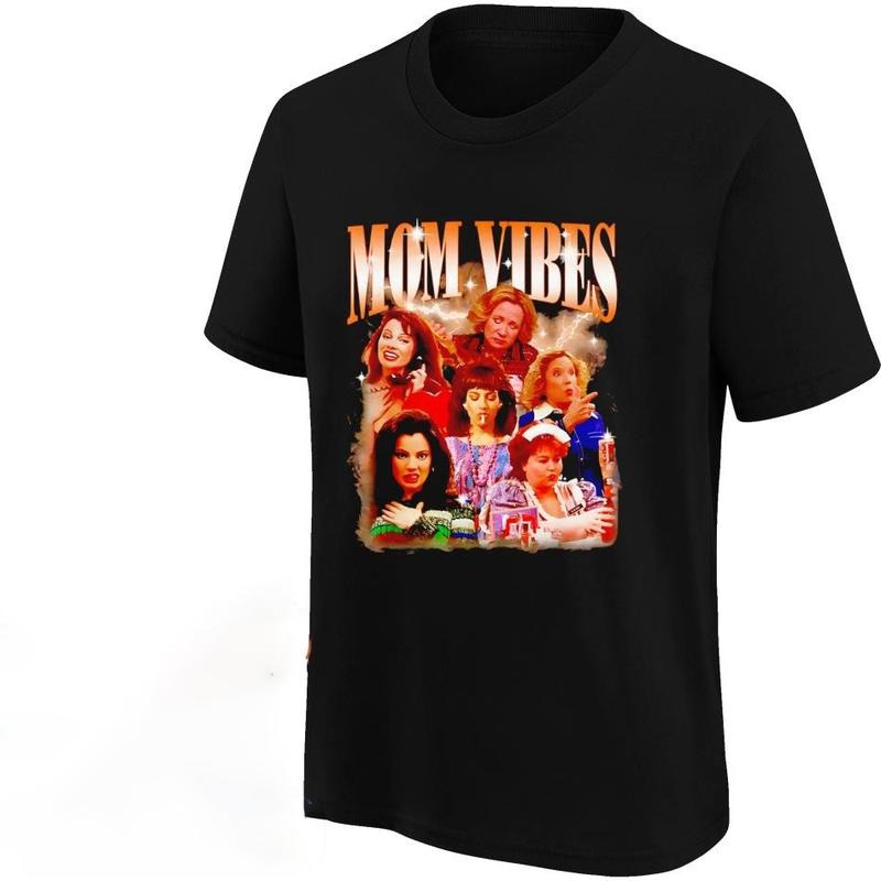 Casual and Heartfelt T - Shirt: "Mom Vibes" T - Shirt Featuring a Cozy Group Image, Perfect for Expressing Mom