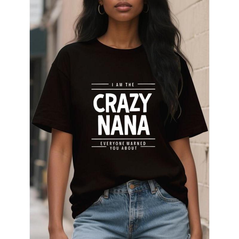 Casual letter Print Top Short Sleeve Crew Neck T-shirt For Spring & Summer Casual Short Sleeve Top, Breathable Spring...