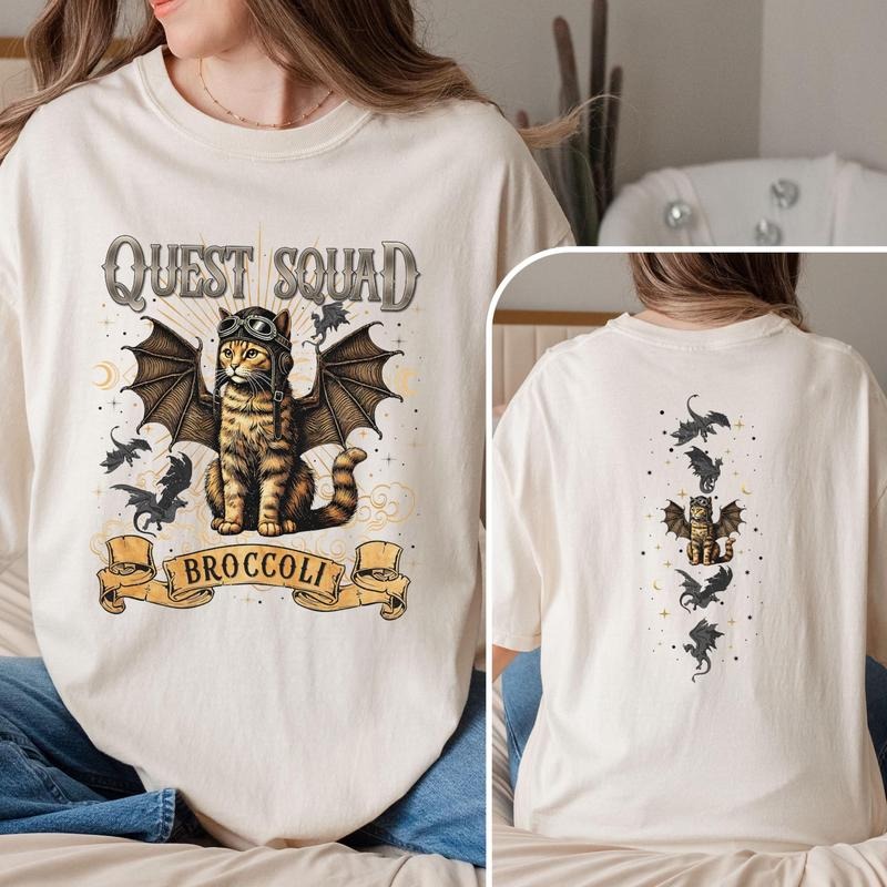 Cat Broccoli Quest Squad Shirt, Cat Adventure Shirt, Fourth Wing Shirt, Broccoli Cat TShirt, Broccoli Cat Quest Squad...