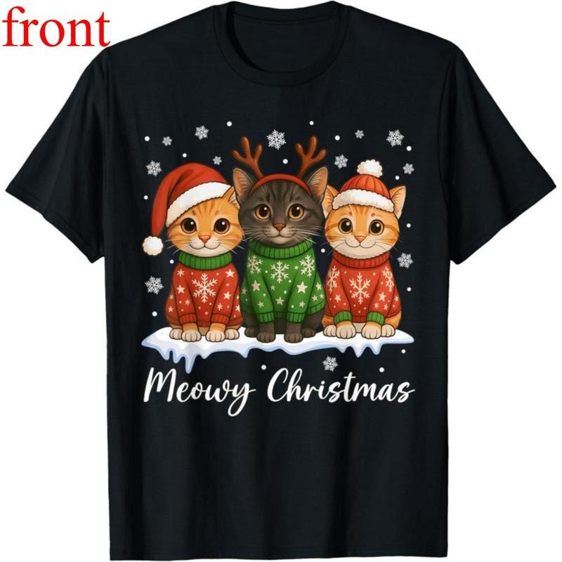 Cat Christmas Light Reindeer Santa Christmas Cat Lover T-Shirt Hoodie, Sweatshirt | UrbanDripWear.com