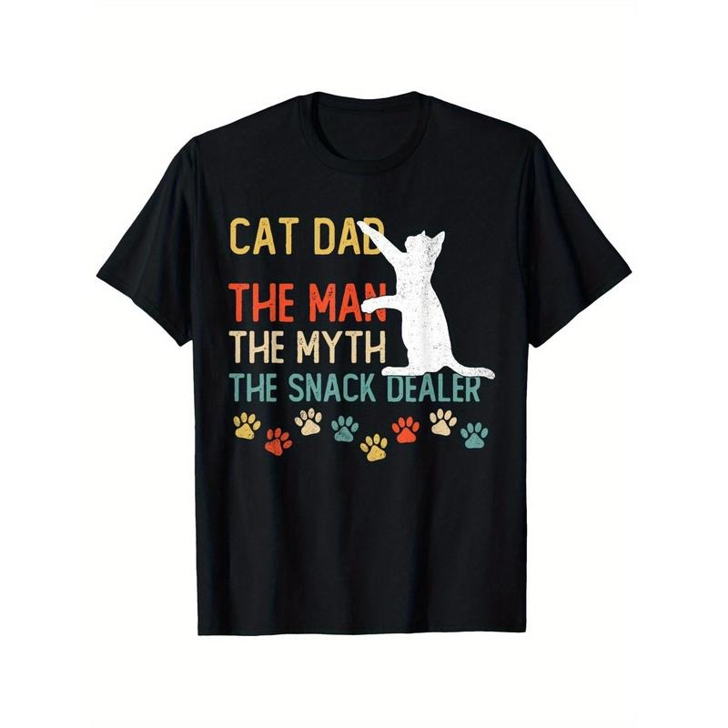 Cat Dad Man Myth Snack Dealer Father Day Kirry Owner Kitten T-Shirt Happy Mothers Day And Fathers Day, 100% Cotton,...